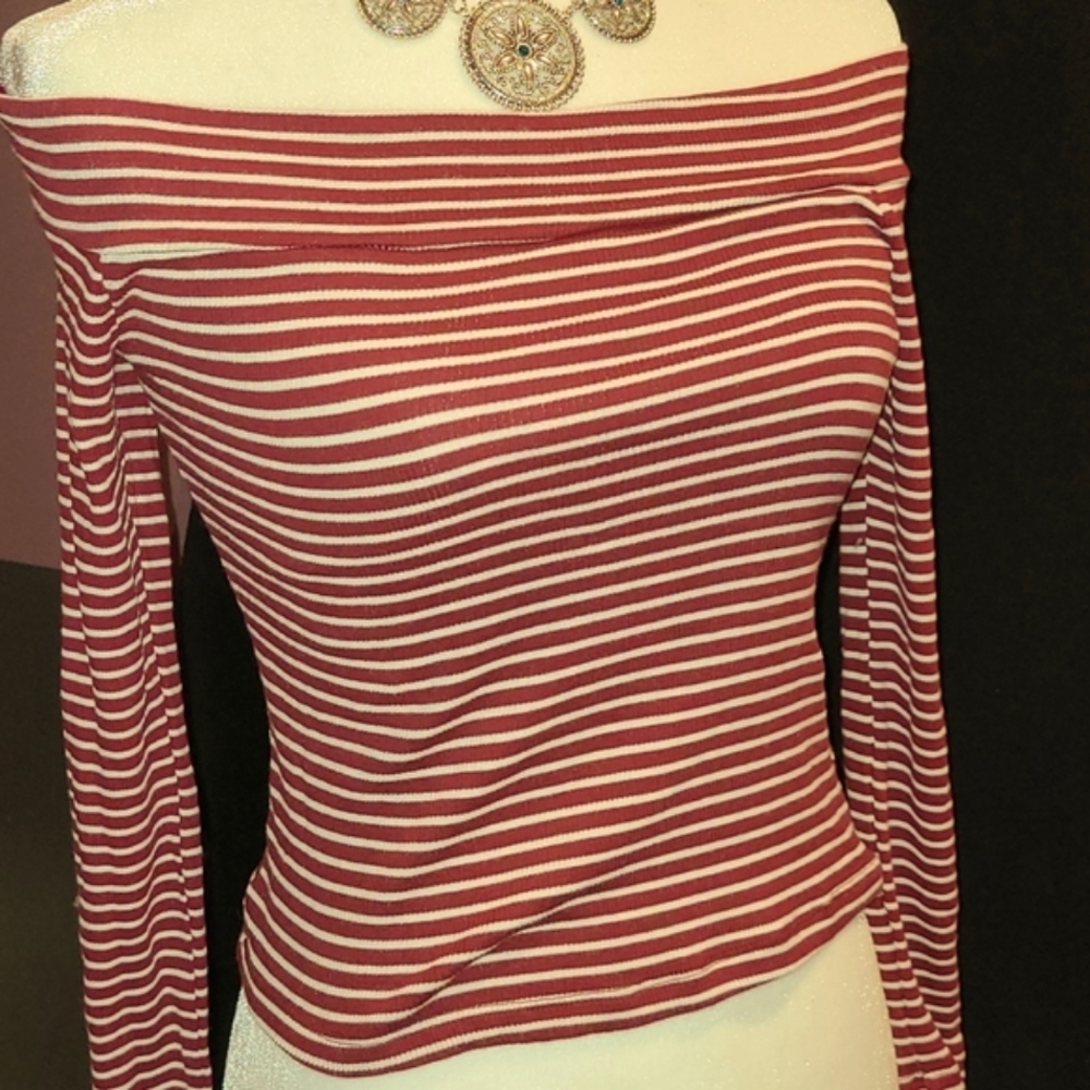 Striped off the shoulder blouse